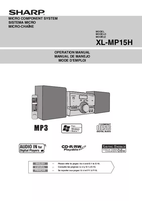 Mode d'emploi SHARP XL-MP15H