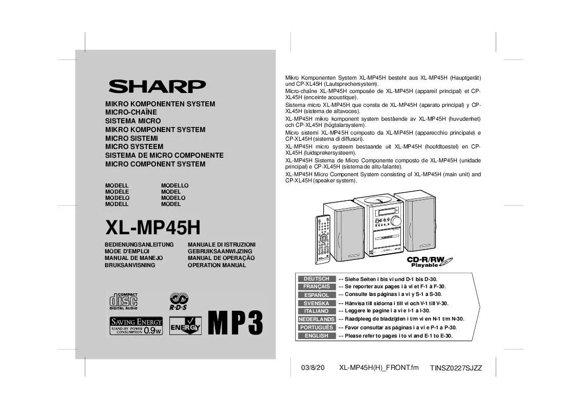 Mode d'emploi SHARP XL-MP45H