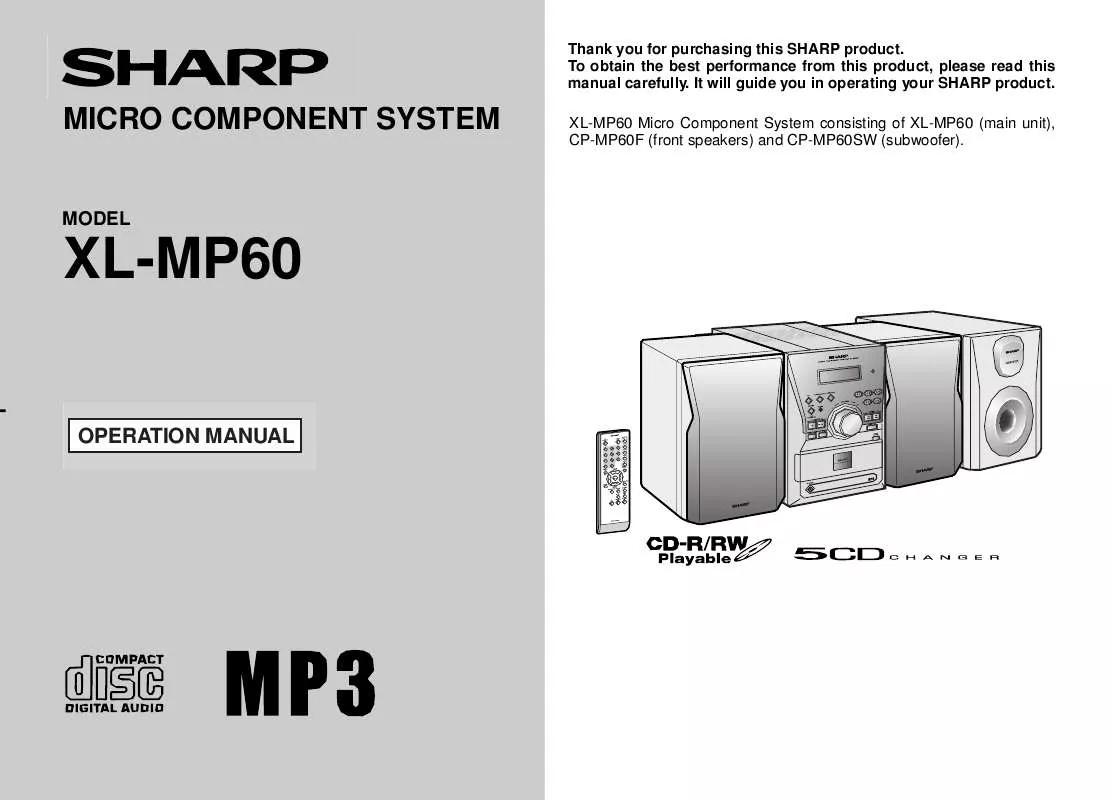 Mode d'emploi SHARP XL-MP60