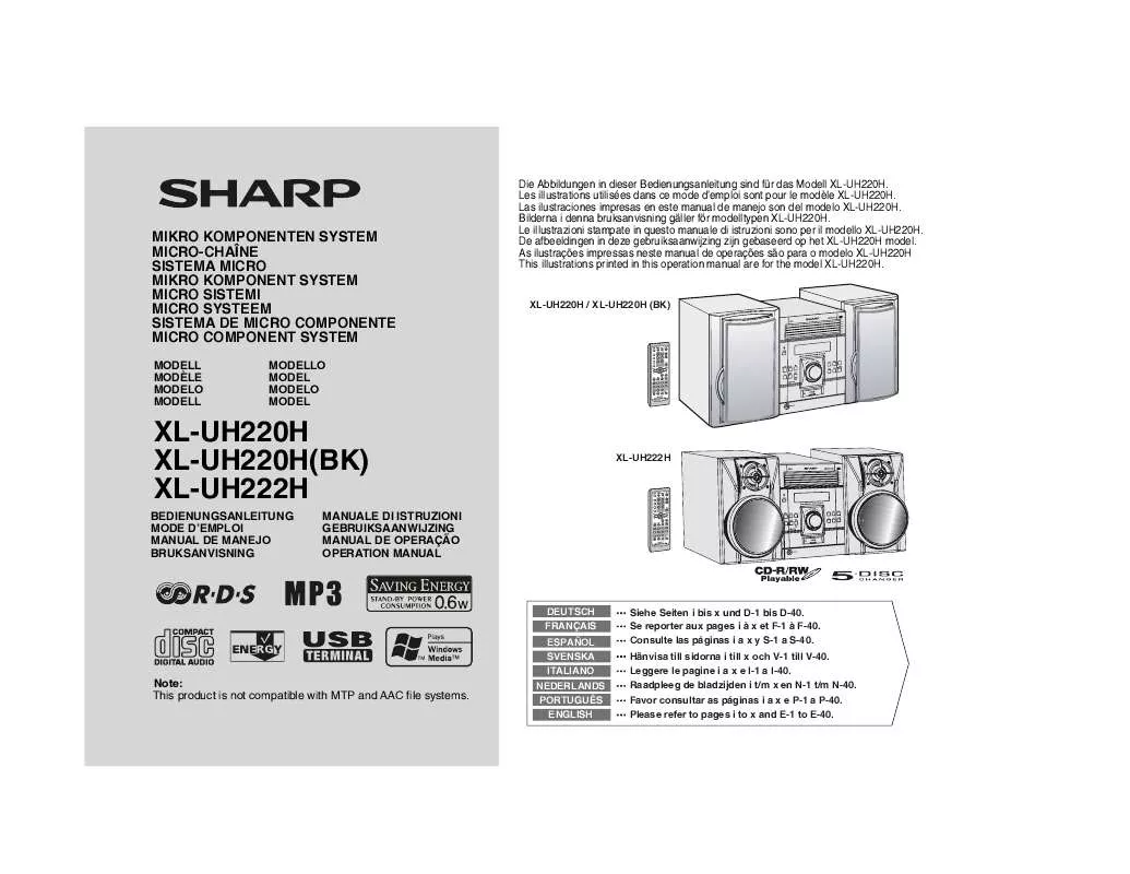Mode d'emploi SHARP XL-UH222H