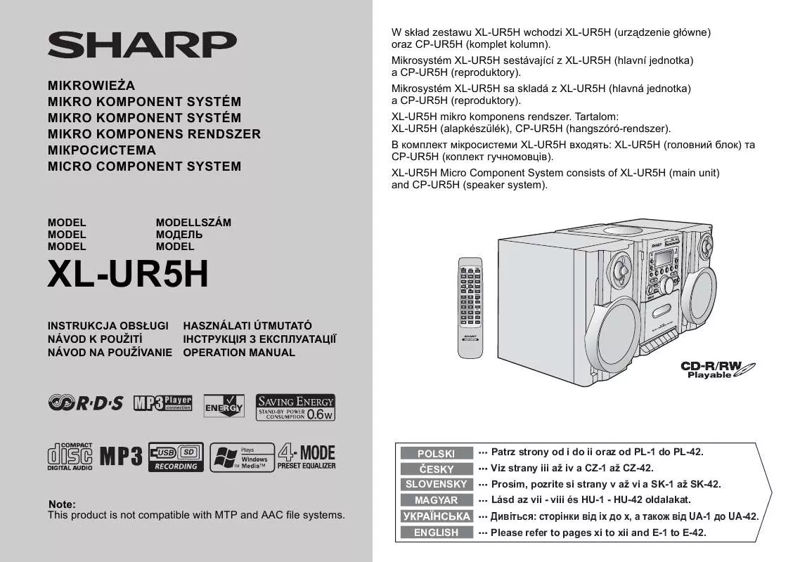 Mode d'emploi SHARP XL-UR5H