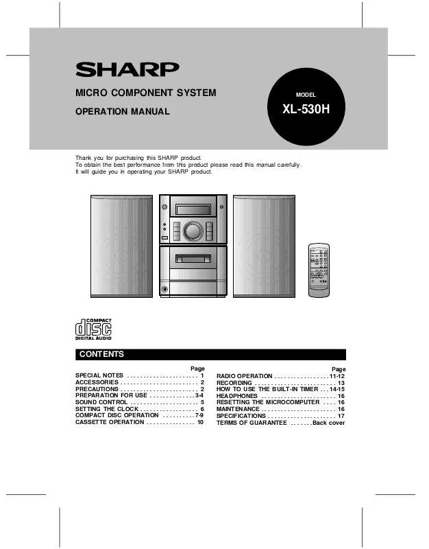 Mode d'emploi SHARP XL530H