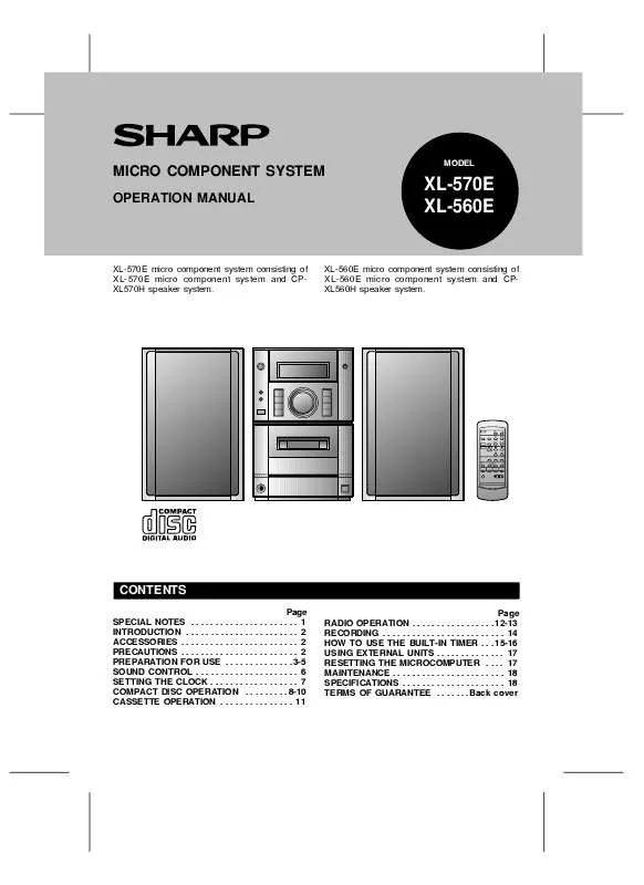 Mode d'emploi SHARP XL560E