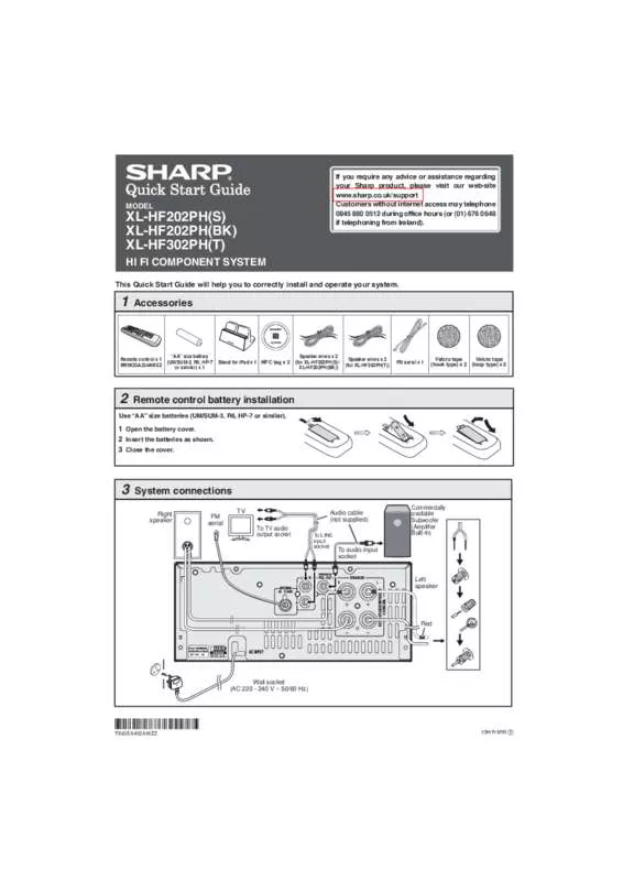Mode d'emploi SHARP XLHF202/302PH/S/BK