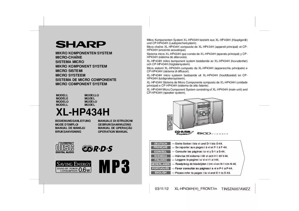 Mode d'emploi SHARP XLHP434