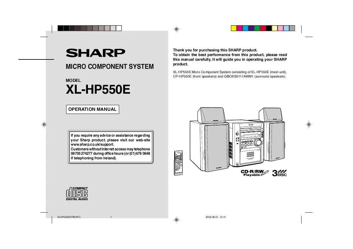 Mode d'emploi SHARP XLHP550