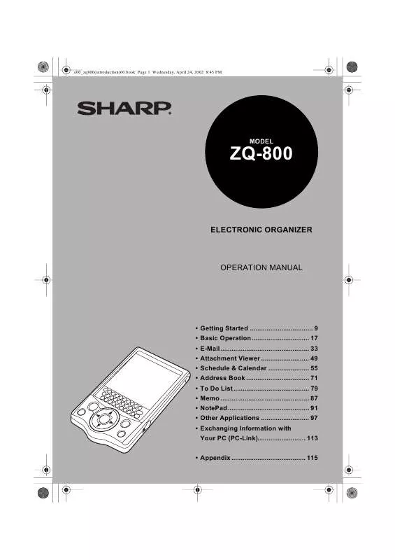 Mode d'emploi SHARP ZQ-800