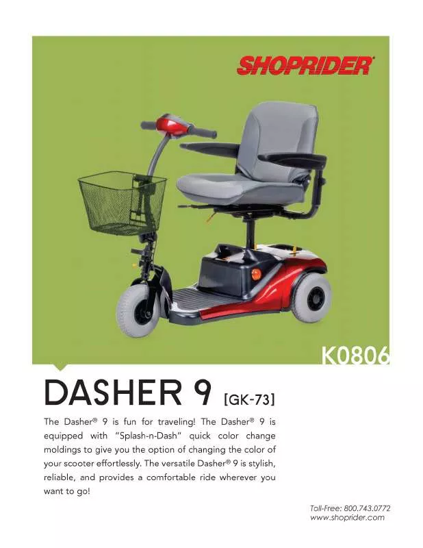 Mode d'emploi SHOPRIDER DASHER 9