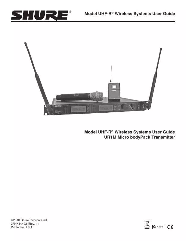 Mode d'emploi SHURE UHF-R WIRELESS SYSTEM