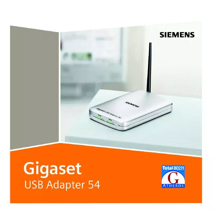Mode d'emploi SIEMENS GIGASET USB ADAPTER 54