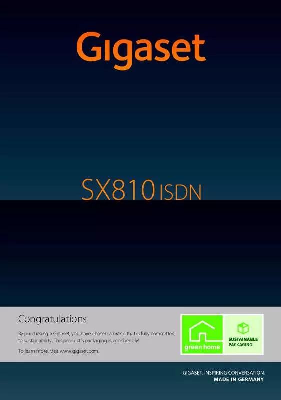 Mode d'emploi SIEMENS GIGASET SX810 ISDN