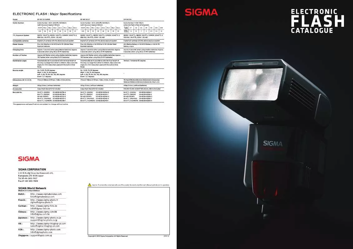 Mode d'emploi SIGMA EM-140 DG