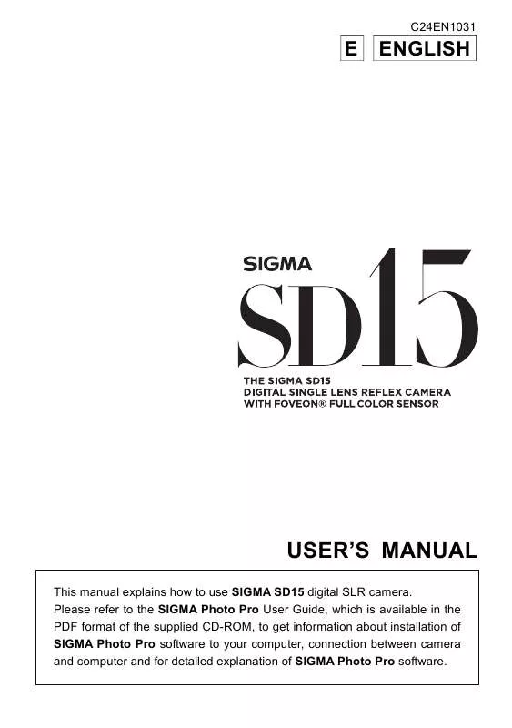 Mode d'emploi SIGMA SD15