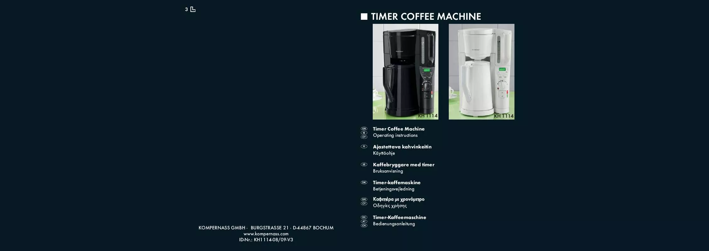 Mode d'emploi SILVERCREST KH 1114 TIMER COFFEE MACHINE