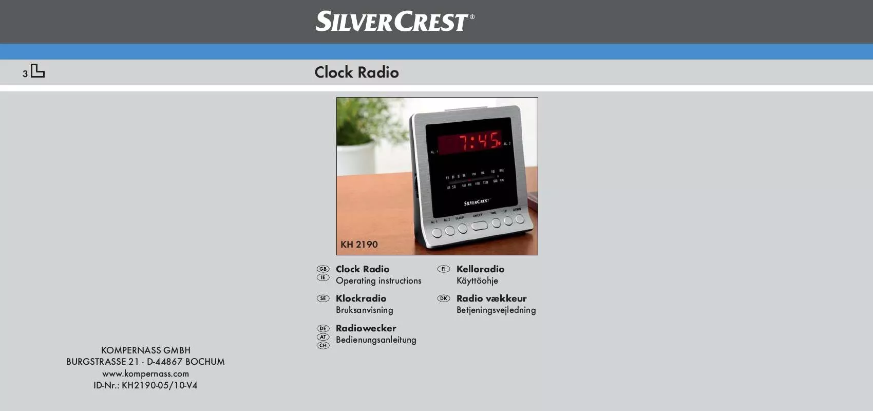 Mode d'emploi SILVERCREST KH 2190 CLOCK RADIO