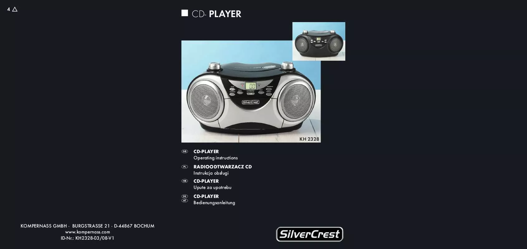 Mode d'emploi SILVERCREST KH 2328 CD-PLAYER WITH RADIO