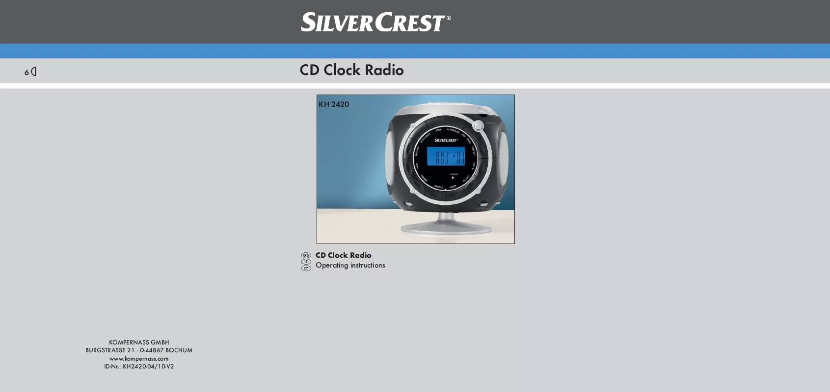 Mode d'emploi SILVERCREST KH 2420 CD CLOCK RADIO