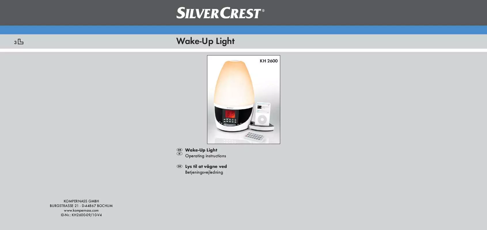Mode d'emploi SILVERCREST KH 2600 WAKE-UP LIGHT