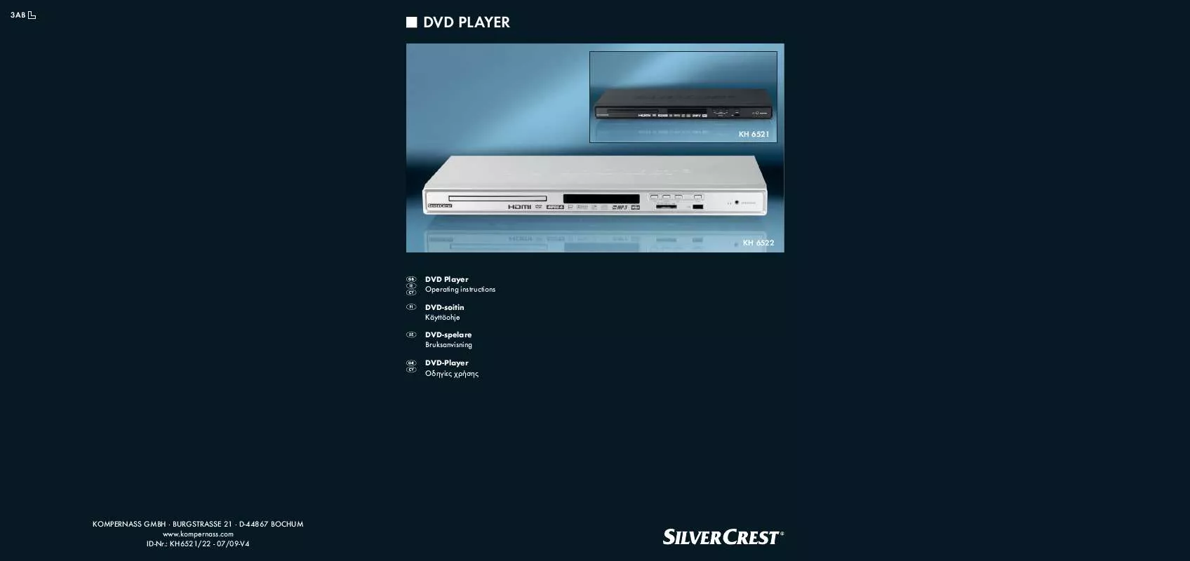 Mode d'emploi SILVERCREST KH 6521 DVD-PLAYER