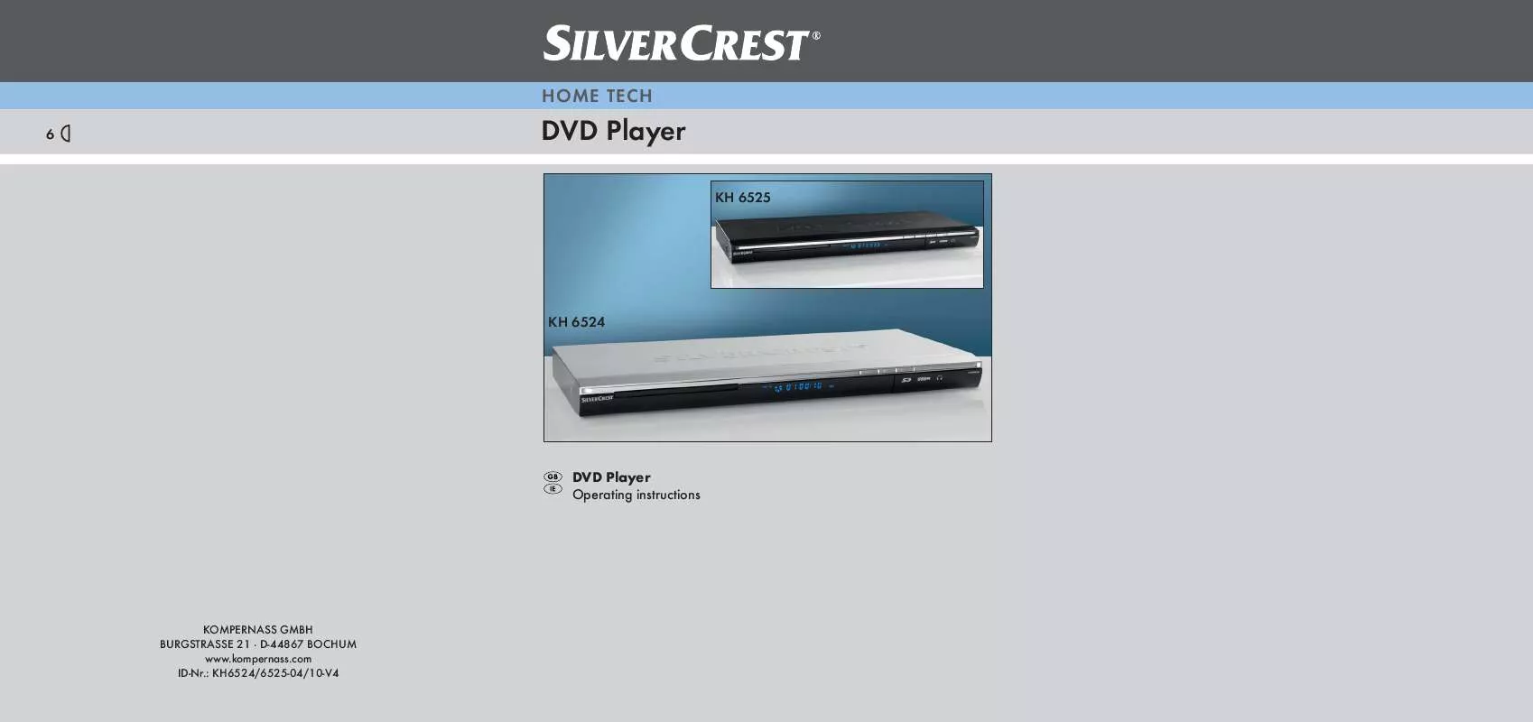 Mode d'emploi SILVERCREST KH 6525 DVD PLAYER