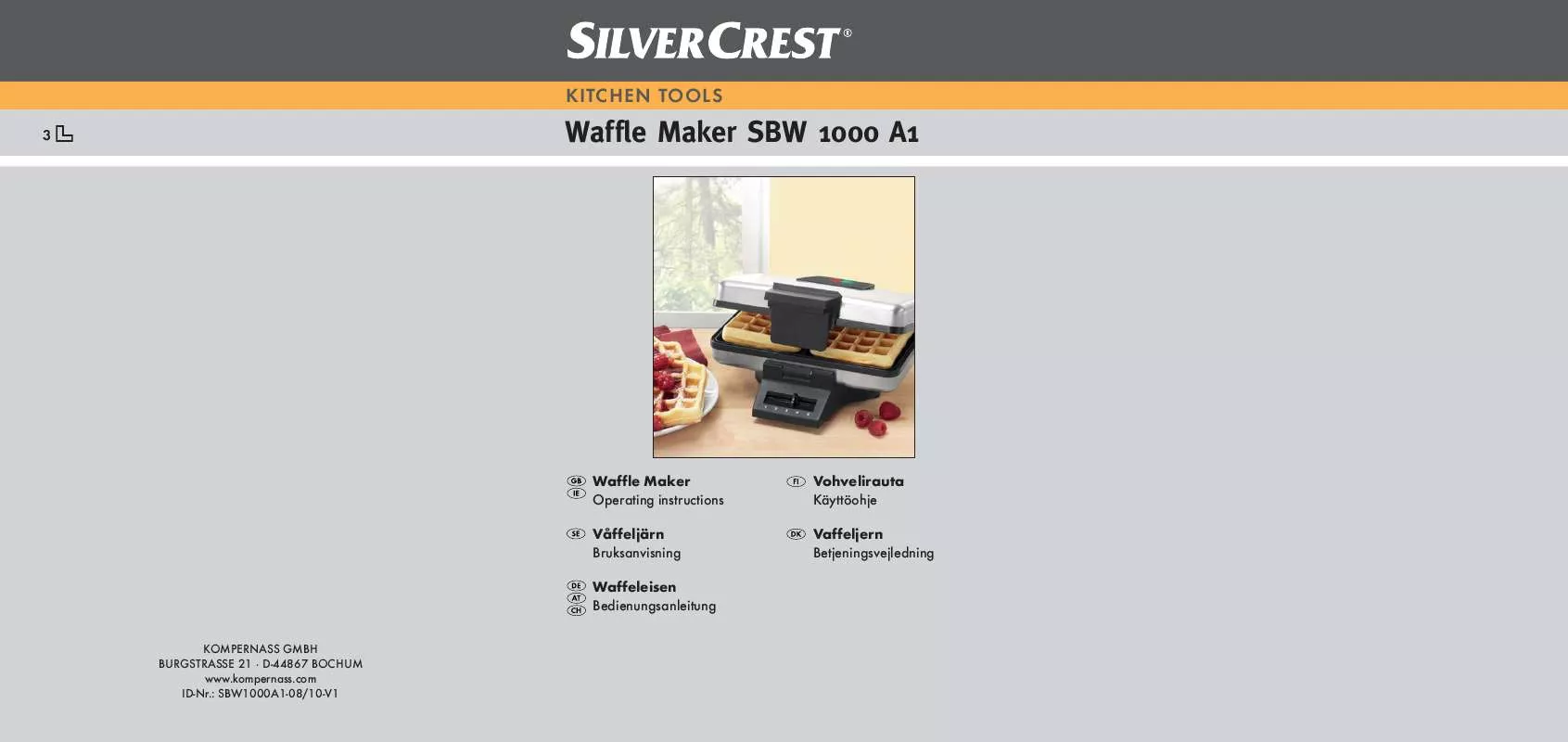 Mode d'emploi SILVERCREST SBW 1000 A1 WAFFLE MAKER