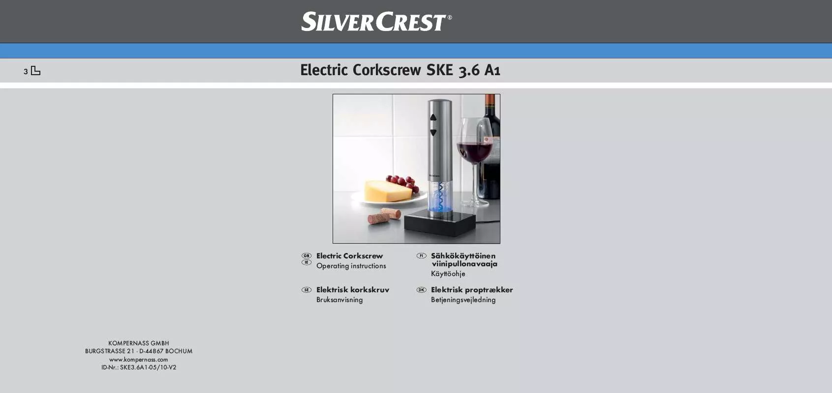 Mode d'emploi SILVERCREST SKE 3.6 A1 ELECTRIC CORKSCREW