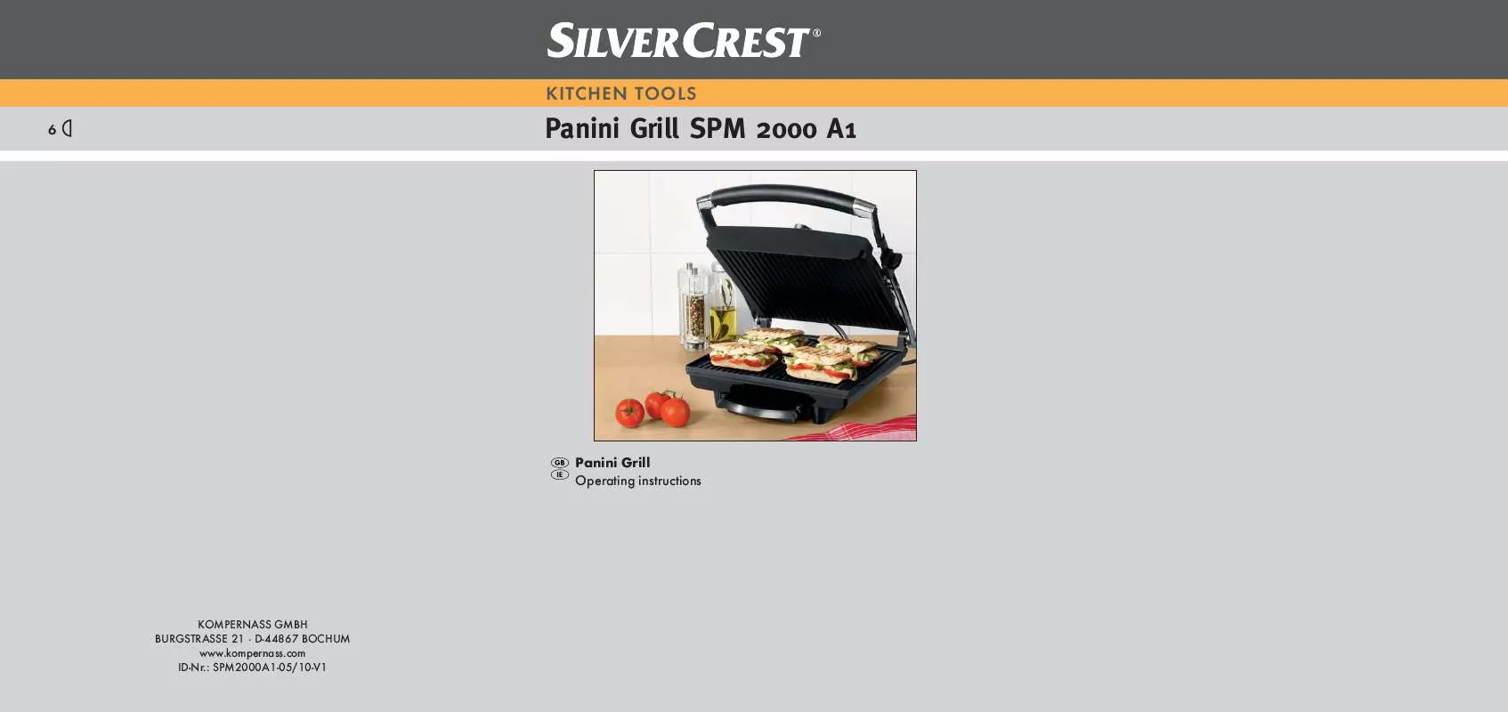 Mode d'emploi SILVERCREST SPM 2000 A1 PANINI GRILL