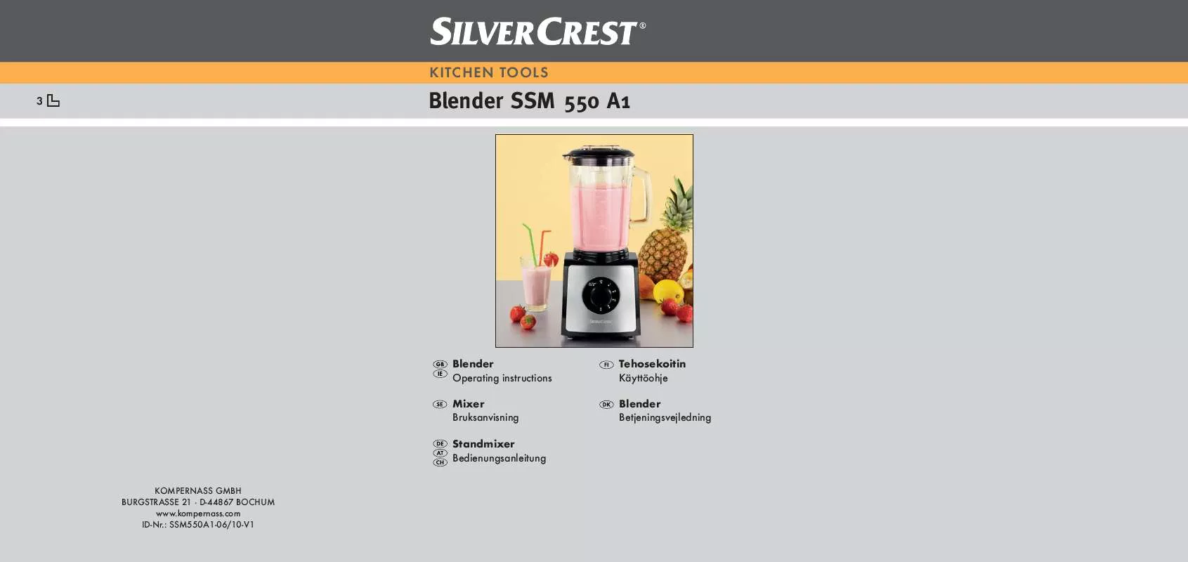 Mode d'emploi SILVERCREST SSM 550 A1 BLENDER