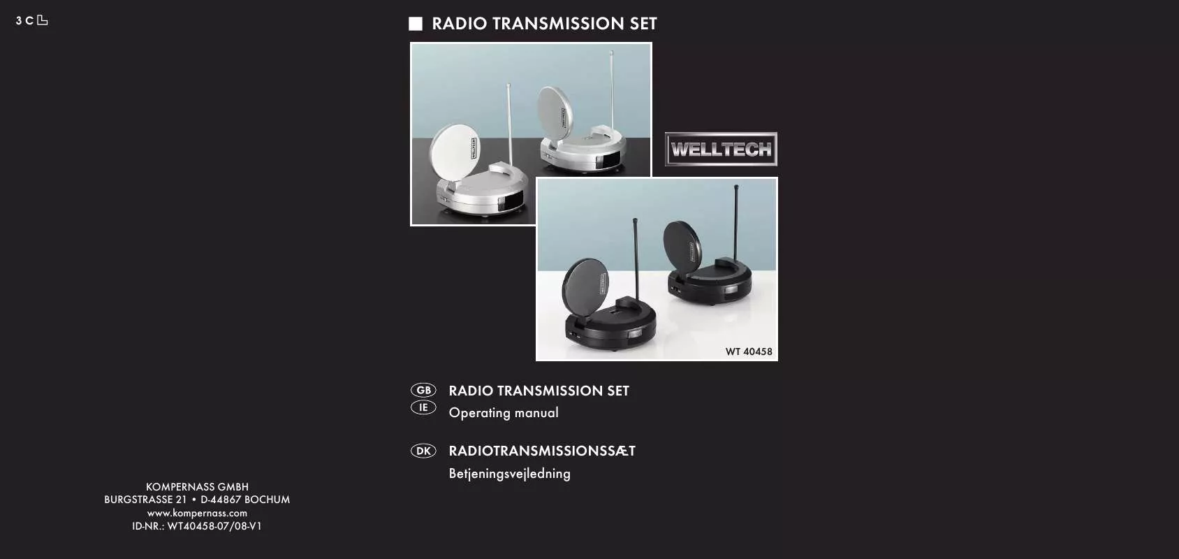 Mode d'emploi SILVERCREST WT 40458 RADIO TRANSMISSION SET