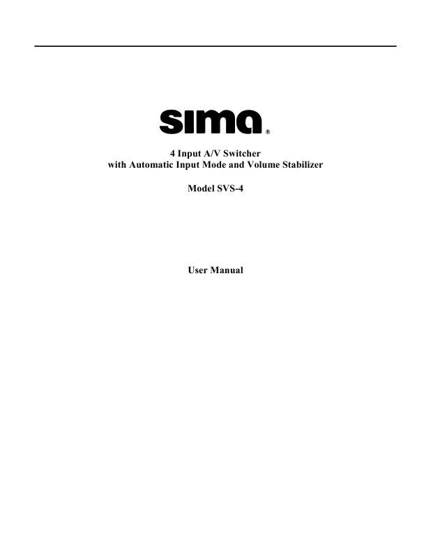 Mode d'emploi SIMA SVS-4