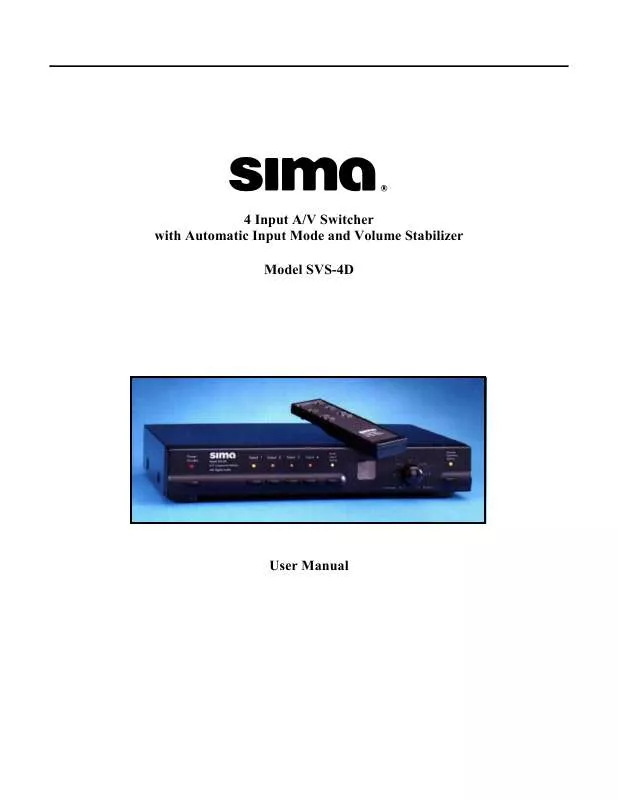 Mode d'emploi SIMA SVS-4D