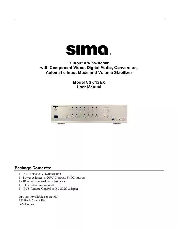 Mode d'emploi SIMA VS-712 EX