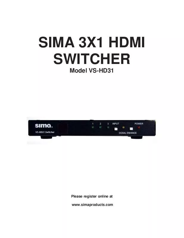 Mode d'emploi SIMA VS-HD31