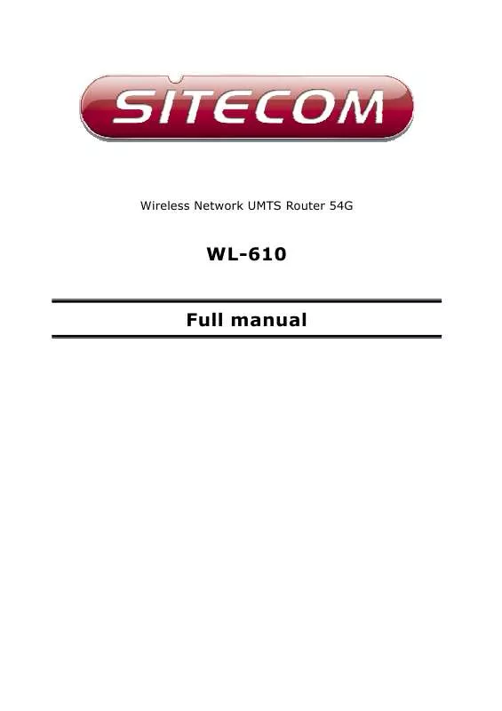 Mode d'emploi SITECOM WIRELESS 3G READY ROUTER WL-610