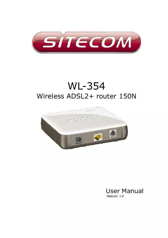 Mode d'emploi SITECOM WIRELESS ADSL 2 MODEM ROUTER 150N WL-354
