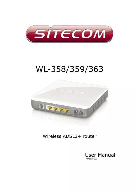 Mode d'emploi SITECOM WIRELESS ADSL 2 MODEM ROUTER 150N WL-358