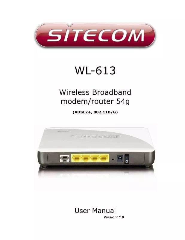 Mode d'emploi SITECOM WIRELESS ADSL 2 MODEM ROUTER 54G WL-592