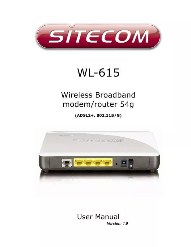 Mode d'emploi SITECOM WIRELESS ADSL 2 MODEM ROUTER 54G WL-615
