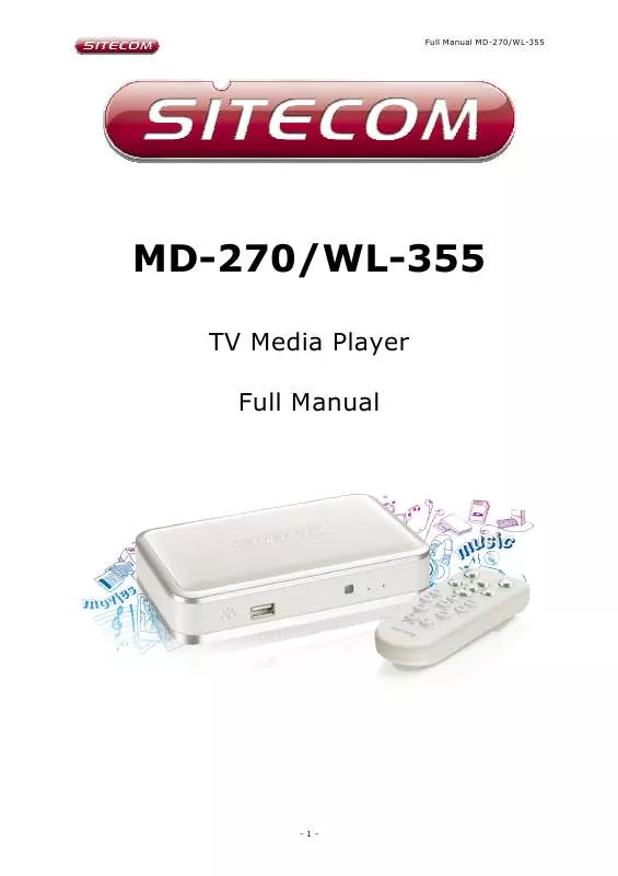 Mode d'emploi SITECOM WIRELESS NETWORK TV MEDIA PLAYER WL-355