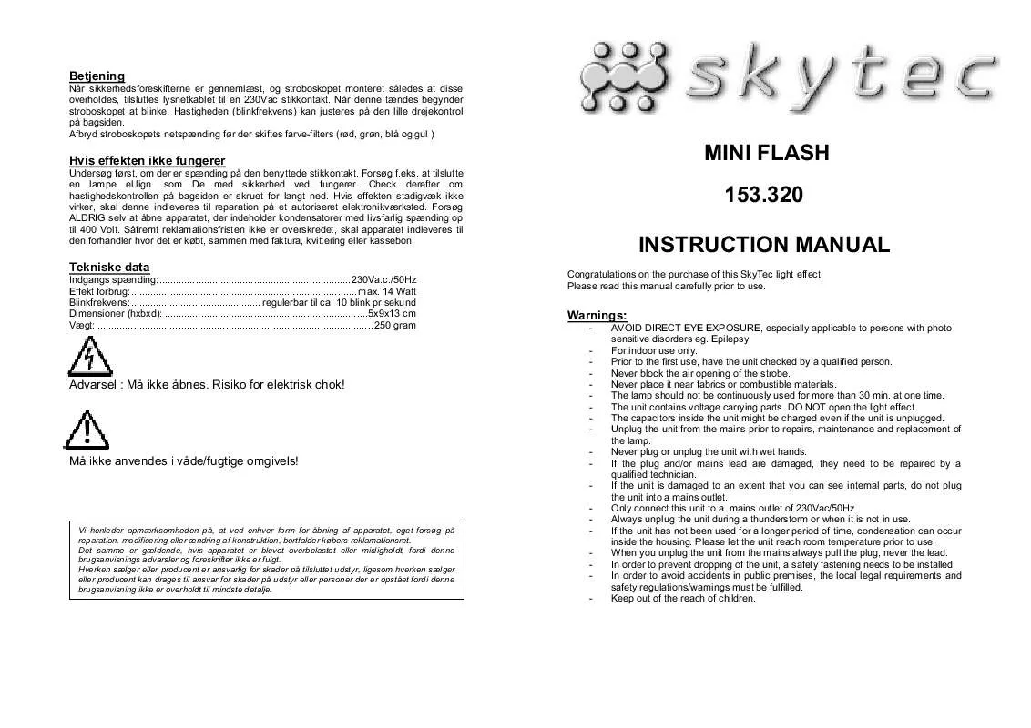Mode d'emploi SKYTRONIC MINI FLASH 153.320