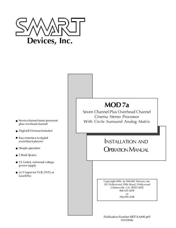 Mode d'emploi SMART DEVICES MOD7A