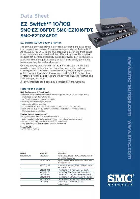 Mode d'emploi SMC EZ1016FDT