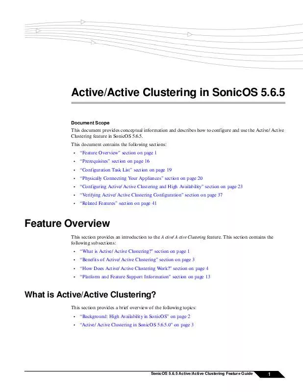 Mode d'emploi SONICWALL SONICOS 5.6.5 ACTIVE-ACTIVE CLUSTERING