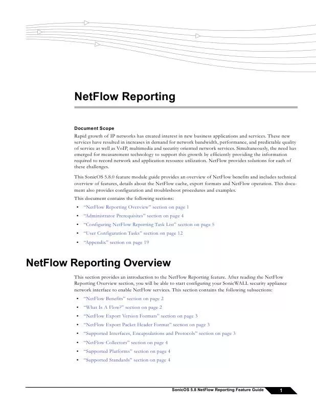 Mode d'emploi SONICWALL SONICOS 5.8 NETFLOW REPORTING