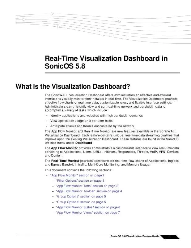 Mode d'emploi SONICWALL SONICOS 5.8 REAL-TIME VISUALIZATION DASHBOARD