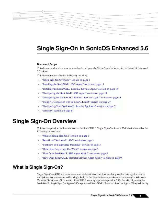 Mode d'emploi SONICWALL SONICOS ENHANCED 5.6 SINGLE SIGN-ON