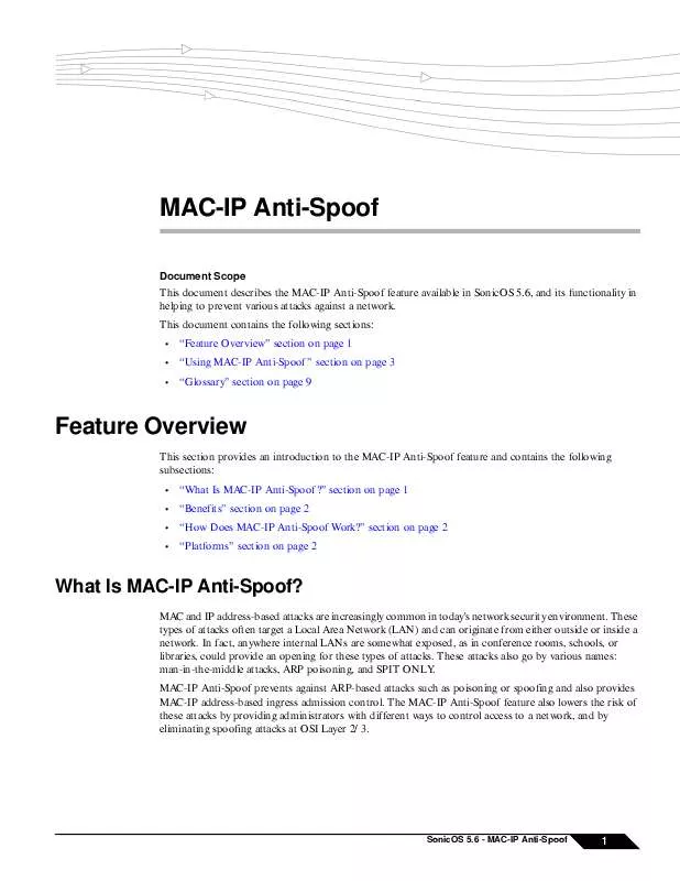 Mode d'emploi SONICWALL SONICOS ENHANCED MAC-IP ANTI-SPOOF