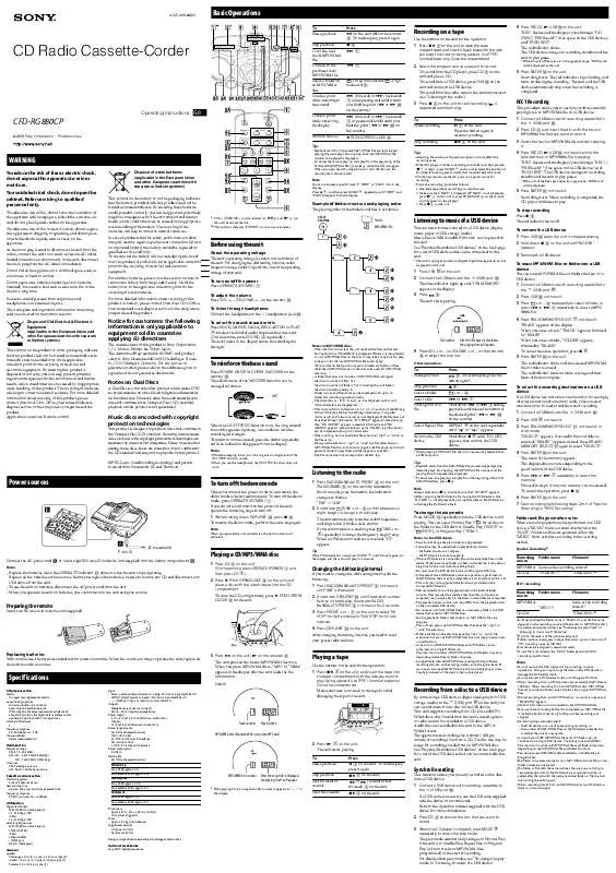 Mode d'emploi SONY CFD-RG880CP