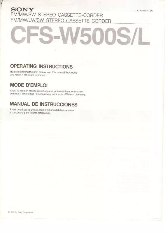 Mode d'emploi SONY CFS-W500L