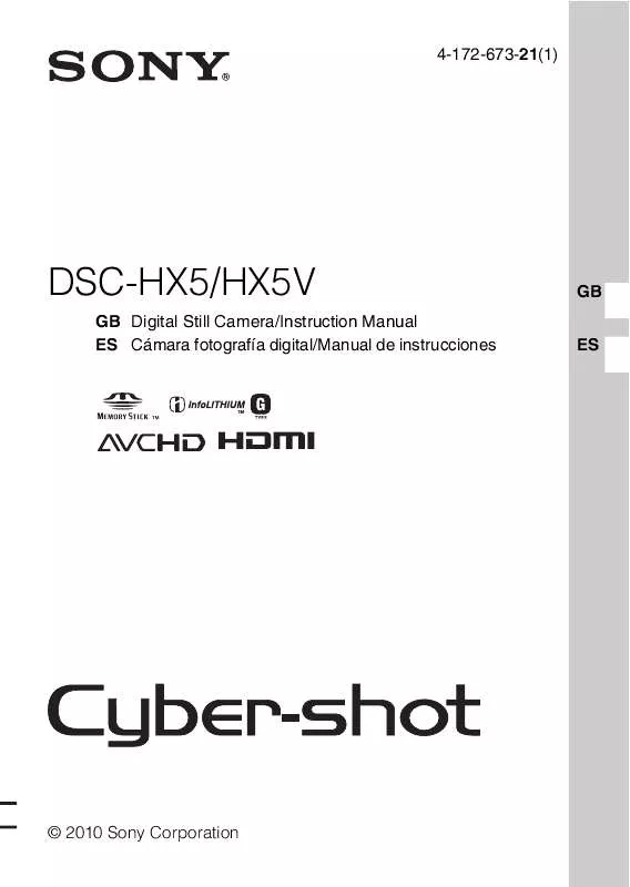Mode d'emploi SONY CYBER-SHOT DSC-HX5V